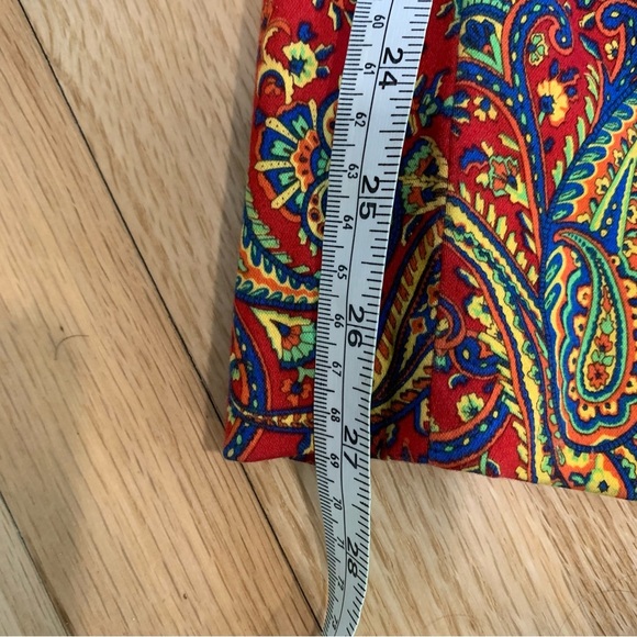 Lauren Ralph Lauren Vibrant Red Paisley Ankle Pants Preppy Business Size 10 - Picture 11 of 11